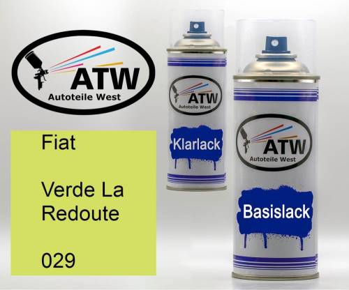 Fiat, Verde La Redoute, 029: 400ml Sprühdose + 400ml Klarlack - Set, von ATW Autoteile West.